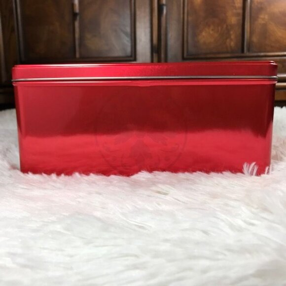 Gold Metal Cage Ornament & Red Medallion Square Tin Set - Picture 10 of 13